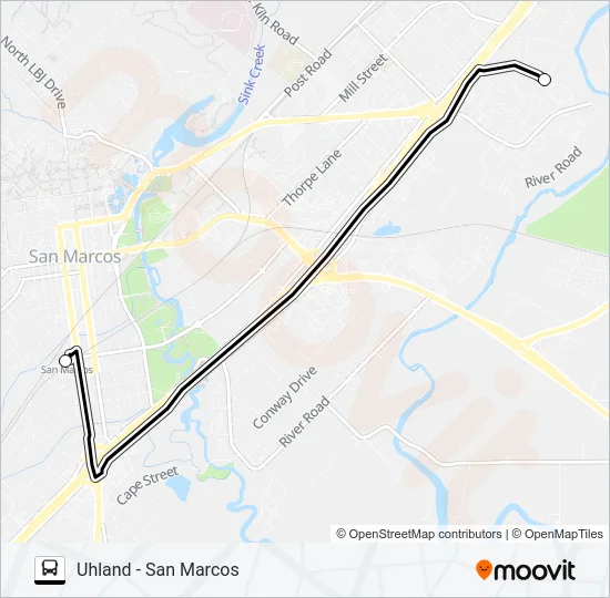 UHLAND  - SAN MARCOS Bus Line Map