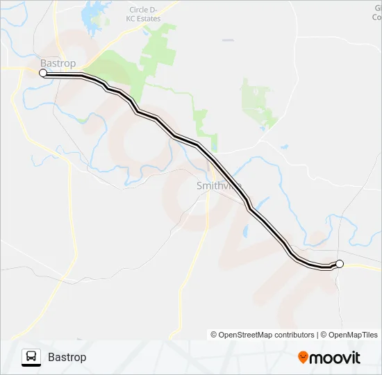 WEST POINT - BASTROP Bus Line Map