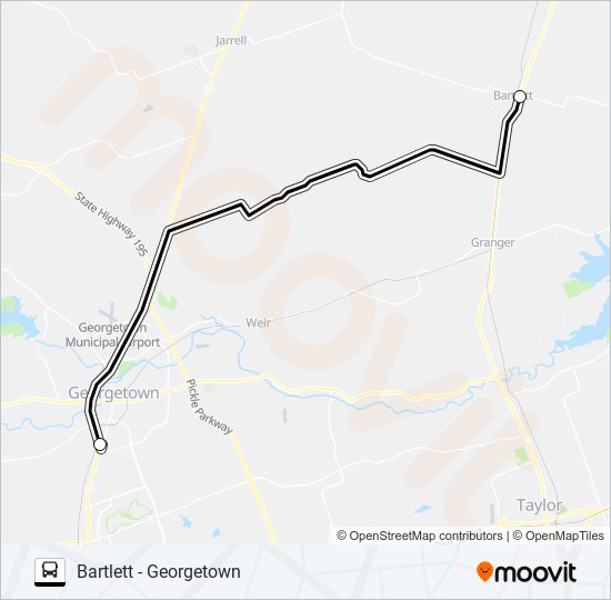 BARTLETT - GEORGETOWN bus Line Map