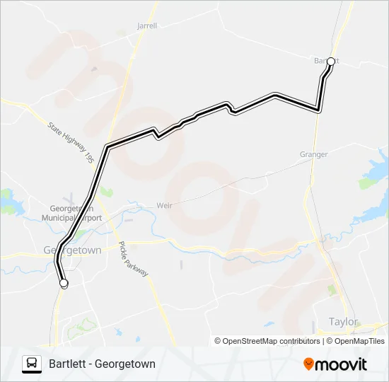 BARTLETT - GEORGETOWN Bus Line Map
