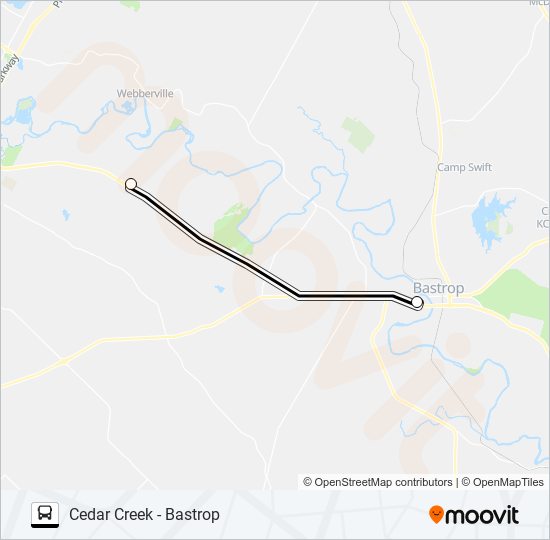 Mapa de CEDAR CREEK - BASTROP de autobús
