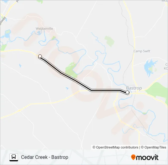 CEDAR CREEK - BASTROP Bus Line Map