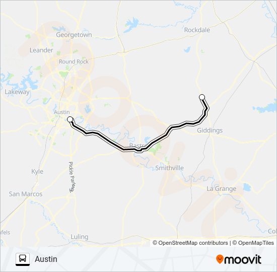 DOAK SPRINGS - AUSTIN bus Line Map