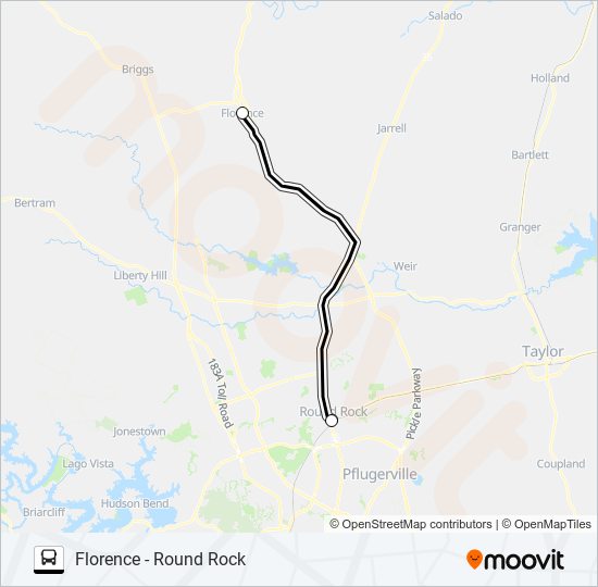 FLORENCE - ROUND ROCK bus Line Map