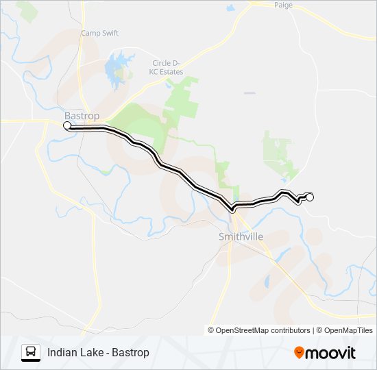 INDIAN LAKE - BASTROP bus Line Map