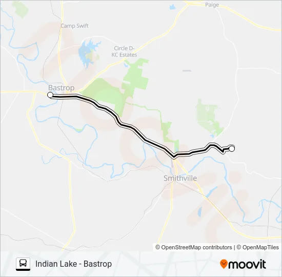 INDIAN LAKE - BASTROP Bus Line Map