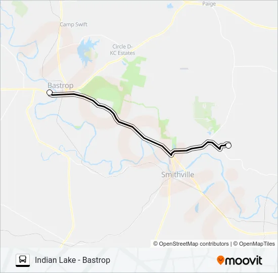 INDIAN LAKE - BASTROP Bus Line Map