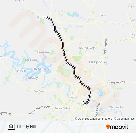 LIBERTY HILL - AUSTIN Bus Line Map
