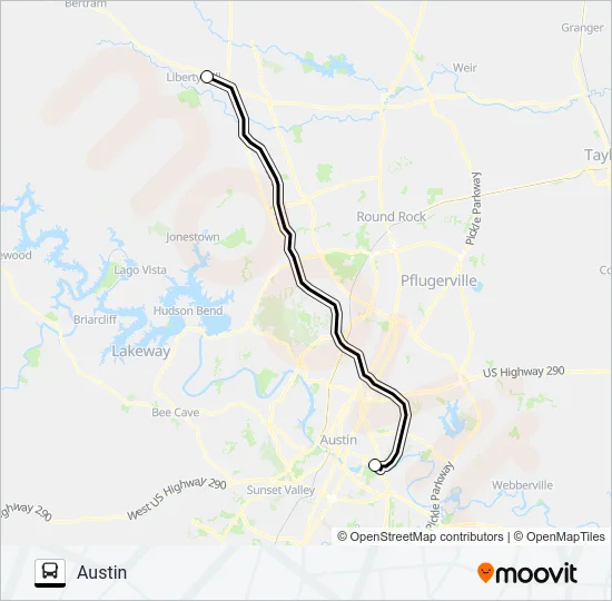 LIBERTY HILL - AUSTIN Bus Line Map