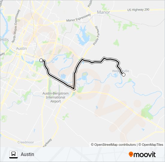 WEBBERVILLE -  AUSTIN bus Line Map