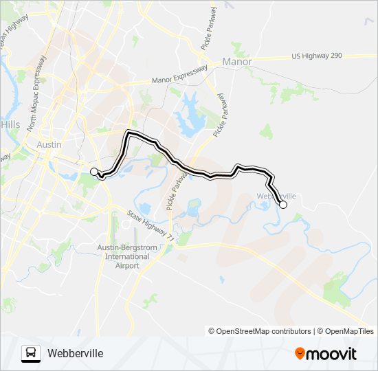 WEBBERVILLE -  AUSTIN bus Line Map