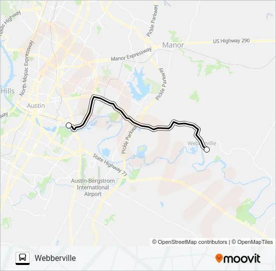 WEBBERVILLE -  AUSTIN Bus Line Map