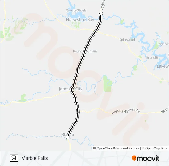 BLANCO -  MARBLE FALLS Bus Line Map