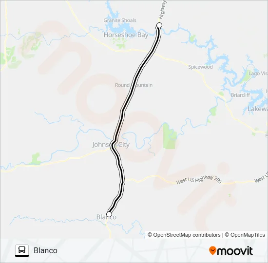 BLANCO -  MARBLE FALLS Bus Line Map