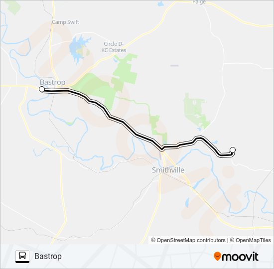 CENTER UNION - BASTROP bus Line Map