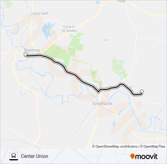 CENTER UNION - BASTROP bus Line Map