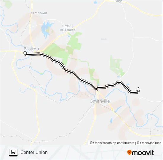 CENTER UNION - BASTROP Bus Line Map