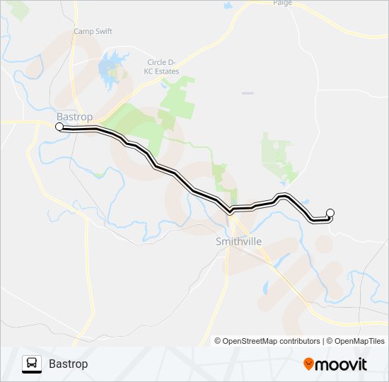 CENTER UNION - BASTROP Bus Line Map