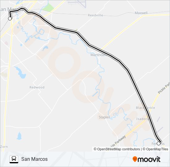 FENTRESS -  SAN MARCOS bus Line Map