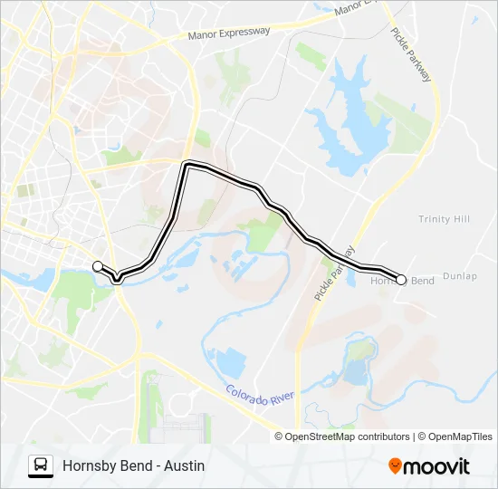 HORNSBY BEND -  AUSTIN Bus Line Map