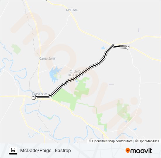 Mapa de MCDADE/PAIGE - BASTROP de autobús