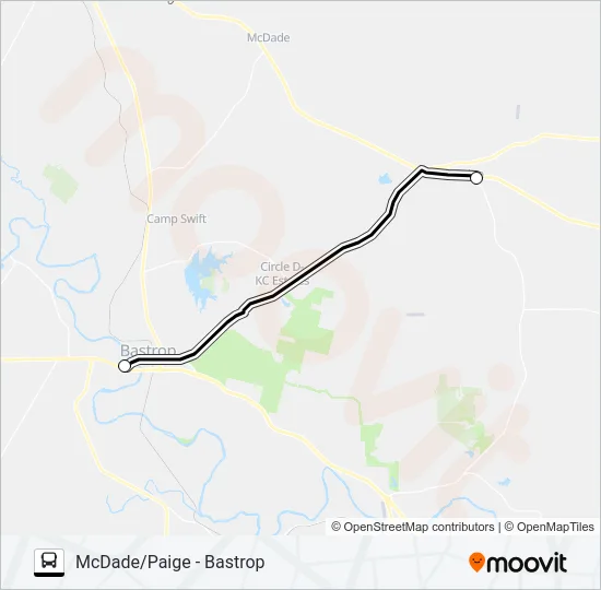 MCDADE/PAIGE - BASTROP Bus Line Map
