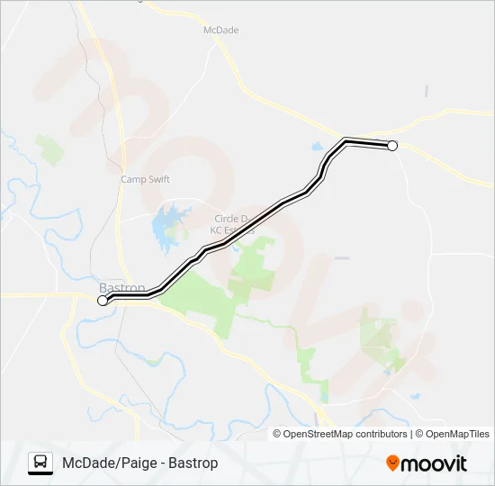 MCDADE/PAIGE - BASTROP Bus Line Map