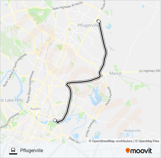 PFLUGERVILLE -  AUSTIN bus Line Map