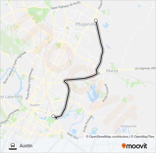PFLUGERVILLE -  AUSTIN Bus Line Map