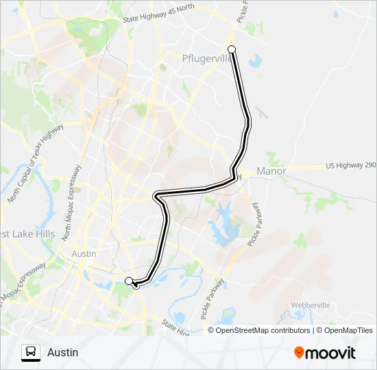 PFLUGERVILLE -  AUSTIN Bus Line Map
