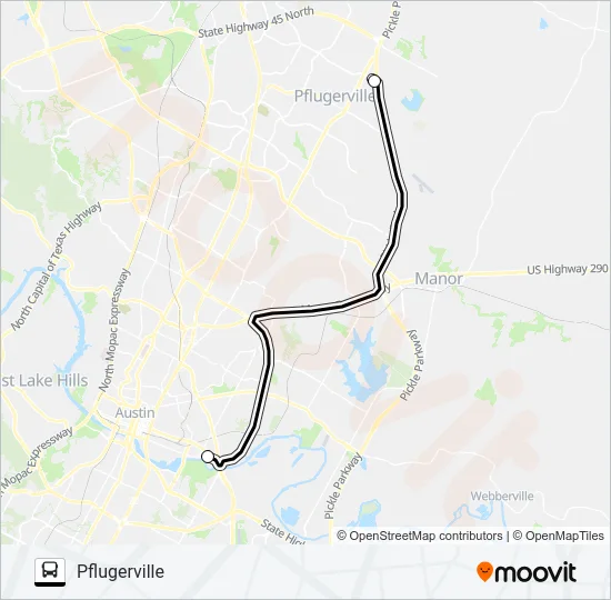PFLUGERVILLE -  AUSTIN Bus Line Map