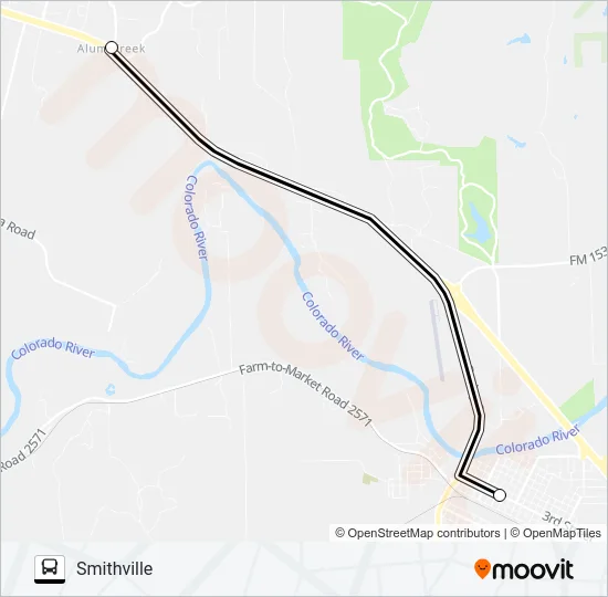 ALUM CREEK - SMITHVILLE Bus Line Map