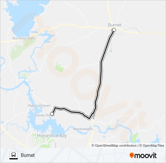 GRANITE SHOALS - BURNET bus Line Map