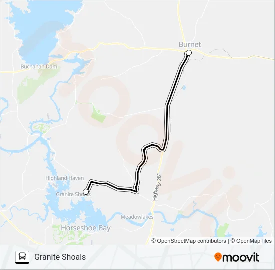 GRANITE SHOALS - BURNET Bus Line Map