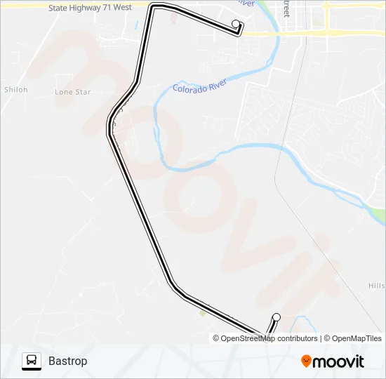 HILLS PRAIRIE - BASTROP Bus Line Map