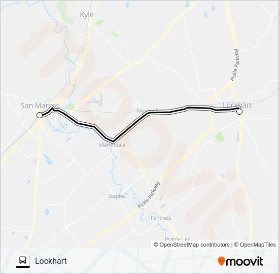 LOCKHART -  SAN  MARCOS Bus Line Map
