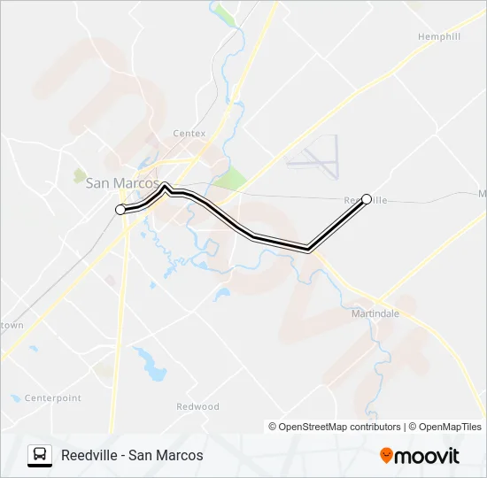 REEDVILLE -  SAN MARCOS Bus Line Map