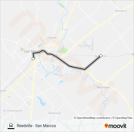 REEDVILLE -  SAN MARCOS Bus Line Map