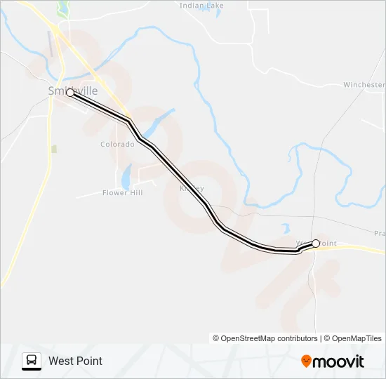 WEST POINT - SMITHVILLE Bus Line Map