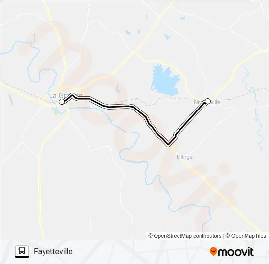 FAYETTEVILLE - LA GRANGE Bus Line Map