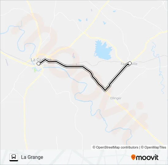FAYETTEVILLE - LA GRANGE Bus Line Map