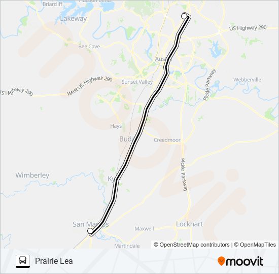 Mapa de PRAIRIE LEA - SAN MARCOS de autobús