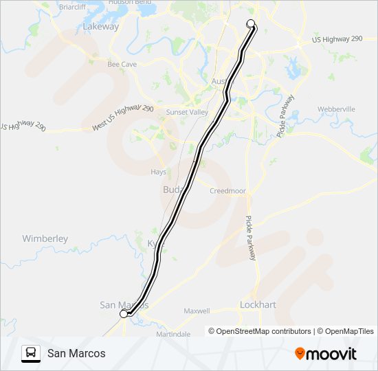 PRAIRIE LEA - SAN MARCOS Bus Line Map