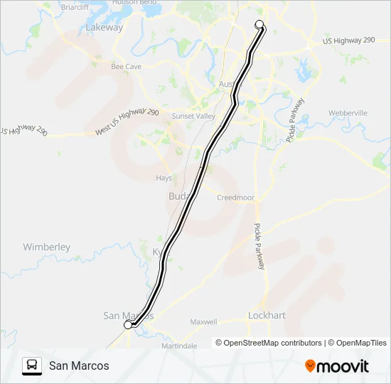 PRAIRIE LEA - SAN MARCOS Bus Line Map