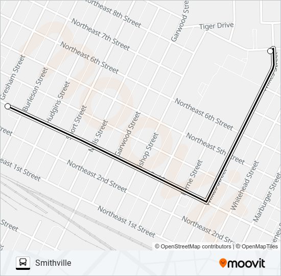 Mapa de SMITHVILLE LOCAL SERVICE de autobús