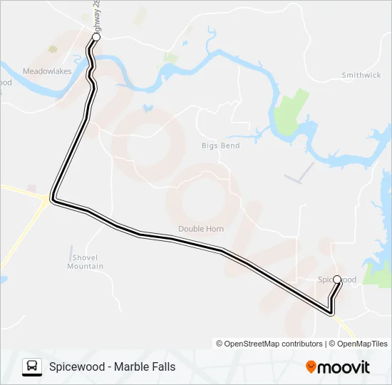 SPICEWOOD - MARBLE FALLS Bus Line Map