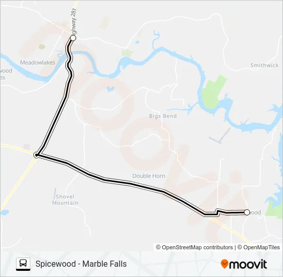 SPICEWOOD - MARBLE FALLS Bus Line Map
