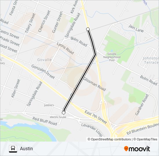 DRIPPING SPRINGS - AUSTIN bus Line Map