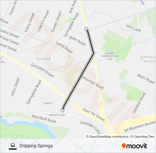 DRIPPING SPRINGS - AUSTIN Bus Line Map
