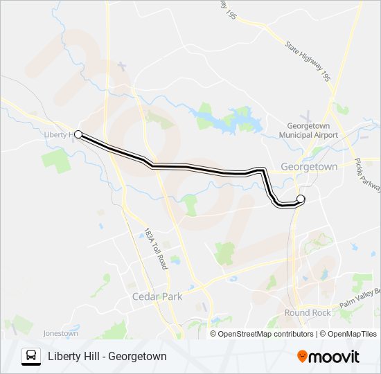 LIBERTY HILL - GEORGETOWN bus Line Map